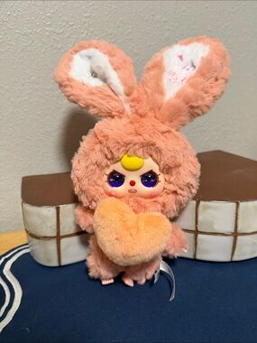 Baby Three 100% RARE LIQUID PURPLE EYES Plush Bunny Costume- Peach Pink Heart